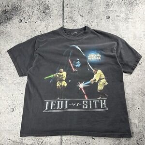 Vintage Star Wars Episode I Jedi vs Sith Shirt Mens XLarge Black Graphic Tee 90s